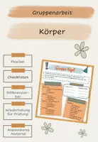 Vorschau - Arbeitsblätter - Gruppenarbeit Körper: Wiederholung oder Vorbereitung Prüfung - Deckblatt