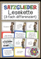 Vorschau - Spiele - SATZGLIEDER - Lesekette / Lesespiel (3 Spiele) - Deckblatt