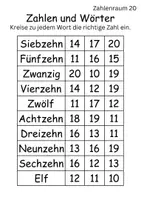 Vorschau - Arbeitsblätter - GRATIS Zahlen und Wörter Zahlenraum 20 - Mathematik Grundlagen - Deckblatt