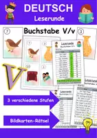 Vorschau - Arbeitsblätter - Buchstabe V Lesespaziergang Buchstabeneinführung 1. Klasse - Leserunde - Deckblatt