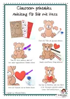 Vorschau - Mal- und Bastelvorlagen - Bär mit Herz basteln Bastelvorlage Muttertag Valentinstag - Seite 1