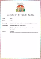 Vorschau - Arbeitsblätter - Selbstständigkeit / Organisation: Checkliste für den nächsten Schultag (Classroom Management) - Fächerübergreifend - Kl. 1-4 - Seite 1