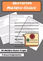 Vorschau - Arbeitsblätter - 40 Multiple-Choice-Fragen zu den Wortarten in der deutschen Sprache - Deckblatt