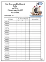 Vorschau - Arbeitsblätter - Die Crew von Backbeard Duke geht im Zahlenraum bis 100 vor Anker - Seite 1