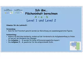 Vorschau - Fördermaterial/Inklusion - Flächeninhalt von zusammengesetzen Figuren berechnen - Seite 1