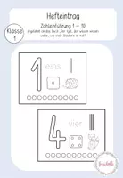 Vorschau - Aufgabenkarten - Hefteintrag Ziffernheft - Zahleinführung - Deckblatt
