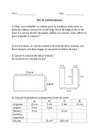 Aperçu - Feuilles d'exercices - Test de mathématiques (surface, volume, conversion) - Page de couverture