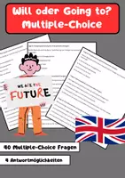 Vorschau - Arbeitsblätter - will oder going to 40 Multiple Choice Fragen - Deckblatt