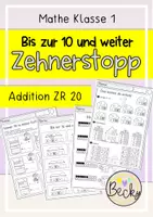 Vorschau - Arbeitsblätter - Zehnerübergang, Zehnerstopp Addition ZR 20 - Deckblatt