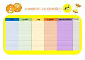 Vorschau - Arbeitsblätter - Categorías en Español - Stadt Land Fluss Variante auf Spanisch - Seite 2