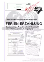 Vorschau - Arbeitsblätter - Ferienerzaehlung mit Grammatik-Wiederholung - Deckblatt