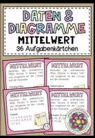 Vorschau - Aufgabenkarten - MITTELWERT (Daten & Diagramme) - 36 Aufgabenkärtchen - Deckblatt