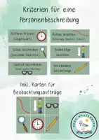 Vorschau - Präsentationen/Tafelbilder - Kriterien für eine Personenbeschreibung - Deckblatt