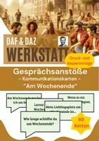 Vorschau - Arbeitsblätter - Gesprächsanstöße Wochenende: Mit Kommunikationskarten ins Gespräch kommen, Eisbrecher, Sprechförderung, 60 Karten als Druck- oder Kopiervorlage - Deckblatt