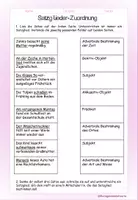 Vorschau - Arbeitsblätter - Satzglieder Zuordnungen Verbinde! (Klasse 3-5) - Deckblatt