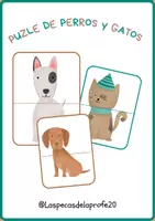 Vista previa - Refuerzo / NEE / Materiales de apoyo - Puzzles perros y gatos - página 1