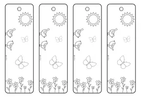 Vorschau - Mal- und Bastelvorlagen - Lesezeichen Frühling | Ausmalbild - Seite 3