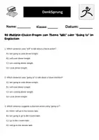 Vorschau - Arbeitsblätter - will oder going to 40 Multiple Choice Fragen - Seite 1