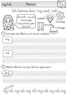 Vorschau - Arbeitsblätter - Wörter mit ng / nk - GRUNDSCHRIFT - Arbeitsblätter für Deutsch inklusive Minilesespur, Schleichdiktat und Puzzle - Seite 2