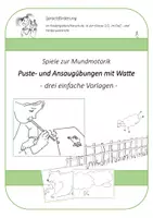 Vorschau - Arbeitsblätter - Spiele zur Mundmotorik Puste- und Ansaugübungen mit Watte - Deckblatt