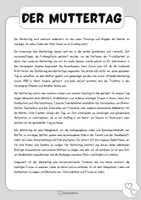Vorschau - Arbeitsblätter - Muttertag - Textverständnis (differenzierter Sachtext - Arbeitsblätter - Lösungen) - Seite 2