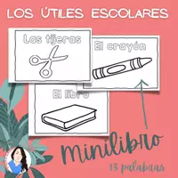 Vista previa - Manualidades / Dibujos para colorear - Librillo para colorear los útiles escolares en Inglés - Portada