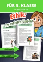 Vorschau - Arbeitsblätter - Ethik 5. Klasse – Soziale Rollen & ethisches Miteinander - Deckblatt