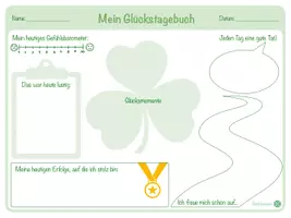 Vorschau - Arbeitsblätter - Glückstagebuch (orange, grün) - Seite 1
