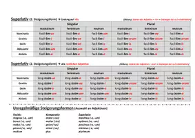 Vorschau - Arbeitsblätter - Formentabelle Latein: Deklination von Adjektiven (& Steigerungen) - Seite 3