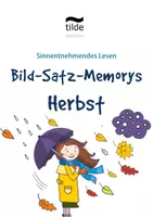 Vorschau - Spiele - Lese Merkspiel Herbst - Memo Spiele - Lese-Merkspiele (4 Stück) - Bild-Satz-Zuordnung - Deckblatt