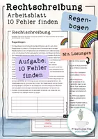 Vorschau - Arbeitsblätter - Arbeitsblatt Rechtschreibung "Regenbogen" (10 Fehler finden) #12 - Deckblatt