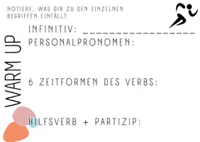 Vorschau - Arbeitsblätter - Warm Up Zeitformen des Verbs - Deckblatt