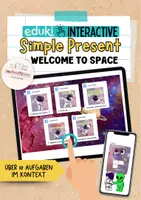 Vorschau - Interaktives Material - 👆Grammar Space Expedition: simple present Interactive - Deckblatt