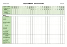 Vorschau - Lehrpläne/Lehrermaterial - Bewertungskriterien und -liste für Arbeits- und Sozialverhalten - Deckblatt