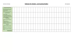 Vorschau - Lehrpläne/Lehrermaterial - Bewertungskriterien und -liste für Arbeits- und Sozialverhalten - Seite 1