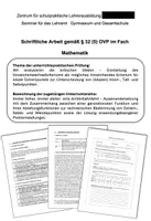 Vorschau - Stundenentwürfe - UPP Entwurf Mathe Extrempunkte EF - Deckblatt