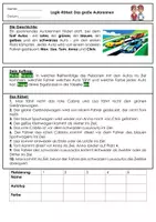 Vorschau - Arbeitsblätter - Logical / Logik-Rätsel: Das große Autorennen - Deckblatt