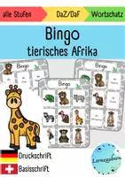 Vorschau - Spiele - tierisches Afrika-Bingo (Wortschatz, dreifach differenziert) - Deckblatt