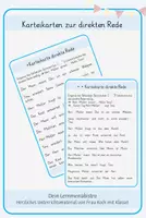 Vorschau - Aufgabenkarten - Karteikarten direkte Rede (differenziert) - Deckblatt