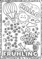 Vorschau - Mal- und Bastelvorlagen - Frühlings - Freebie Ausmalseite 🌼🖍️ - Deckblatt
