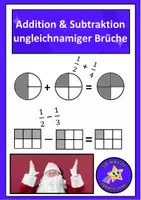 Vorschau - Arbeitsblätter - Einführung Addition u. Subtraktion Brüche (ungleichnamig) – Arbeitsblatt Mathematik - Deckblatt