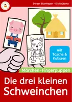 Vorschau - Mal- und Bastelvorlagen - Märchen-Fingerpuppen: Drei kleine Schweinchen - Deckblatt