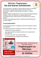 Vorschau - Mal- und Bastelvorlagen - Märchen-Fingerpuppen: Drei kleine Schweinchen - Seite 1