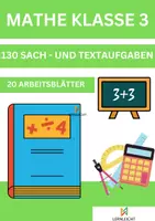 Vorschau - Arbeitsblätter - 3. Klasse 130 Textaufgaben und Sachaufgaben - mit Lösungen - Deckblatt
