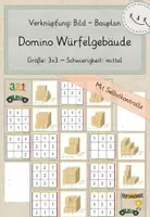 Vorschau - Stationenlernen - Würfelgebäude - Domino 3x3 mit Selbstkontrolle, Niveau: mittel (Nr. 1) - Deckblatt
