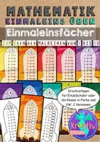 Vorschau - Mal- und Bastelvorlagen - EINMALEINS ÜBEN - Malreihen Fächer Raketen - Deckblatt