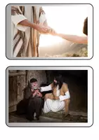 Vorschau - Poster - Tafelkarten mit Bildern - Jesus und Liebe / Nächstenliebe für Diskussion o.ä. - Deckblatt