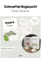 Vorschau - Stationenlernen - Schmetterlingszucht - Schilder Raupe und Schmetterling (Stehrahmen) - Deckblatt