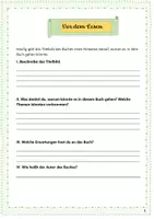 Vorschau - Arbeitsblätter - Vor dem Lesen - Deckblatt