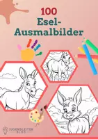 Vorschau - Mal- und Bastelvorlagen - 100 Esel-Ausmalbilder für Kinder - Deckblatt